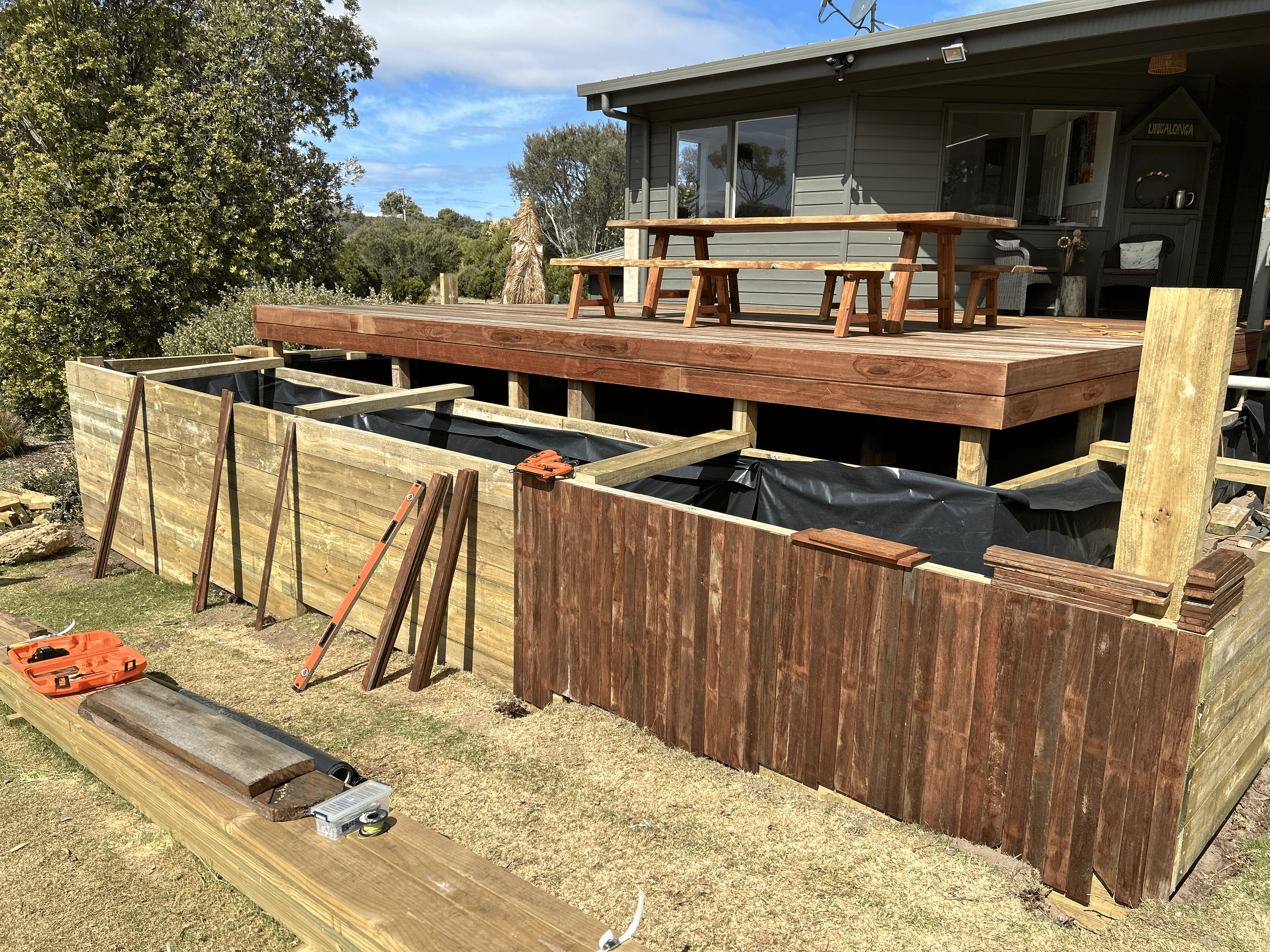 Carpentry bench in progress